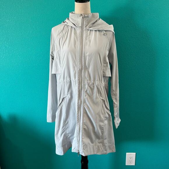 Athleta Women's Solar Wind & Rain Anorak Jacket Beige Outdoor Gorpcore Size M - Picture 3 of 9